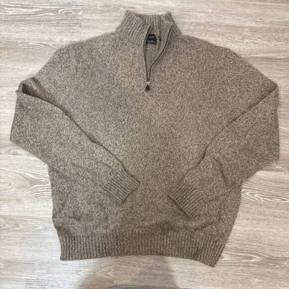 Black Brown Men's Wool Extra Soft Quarter-Zip Sweater sz XXL - Picture 1 of 8